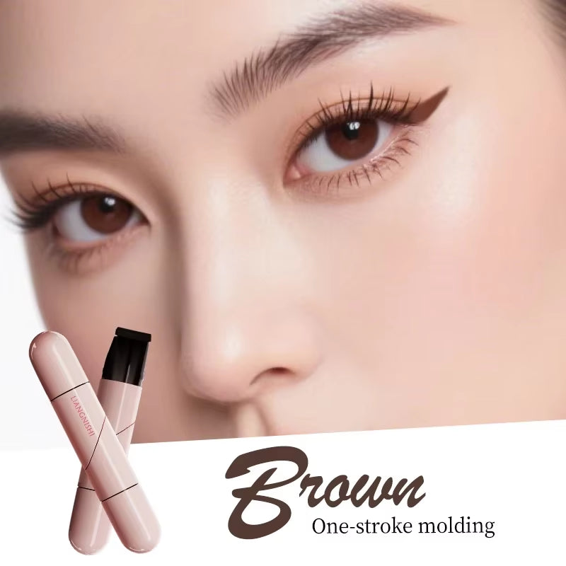 Rotate Eyeliner Stamp Integrated Black Brown Dual-Tip DIY Eyeliner Wing Stencil Waterproof Smudge-Proof Longwear Liquid Pen